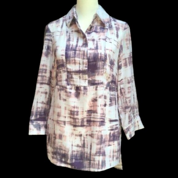 Simply Vera Vera Wang Women's High-Low Hem Split Draped Back Top/Blouse (Sz XS) - Picture 1 of 12